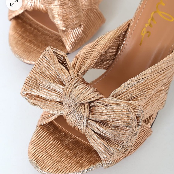 NWT Lulus Dorothea Gold Knotted High Heel Sandals - Picture 6 of 9